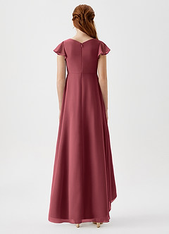 Azazie Breanne Junior Vestido de Merlot de Gasa de Corte En A image5