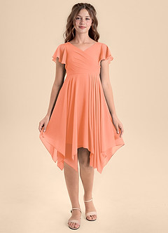 Azazie Janeaurelia Junior Sunset A-Line Pleated Chiffon Dress image6