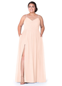 Azazie Cora Bridesmaid Dresses Pearl Pink A-Line Pleated Chiffon Dress image66