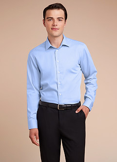 front Jermyn Light Blue 100% Cotton Non-Iron Dress Shirt