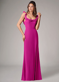 Azazie Callie Bridesmaid Dresses Fuchsia Mermaid Side Slit Chiffon Convertible Dress image3