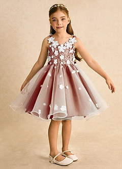 Azazie Junebug Flower Girl Dresses Ivory Paprika Ball-Gown Lace Tulle Dress image6