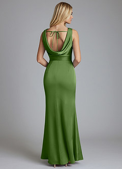 Azazie Tallie Bridesmaid Dresses Basil Mermaid Pleated Stretch Satin Dress image6