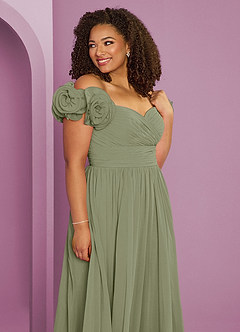 Barbie ♥ Azazie Bridesmaid Dresses Pistachio A-Line Off the Shoulder Chiffon Convertible Dress image13