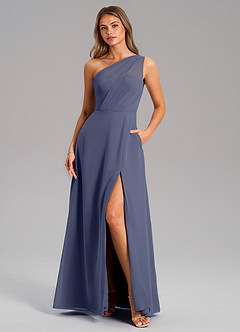 Azazie Phaedra Bridesmaid Dresses Stormy A-Line One Shoulder Chiffon Dress image1