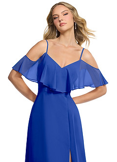 Azazie Jean Bridesmaid Dresses Royal Blue A-Line Chiffon Convertible Dress image6