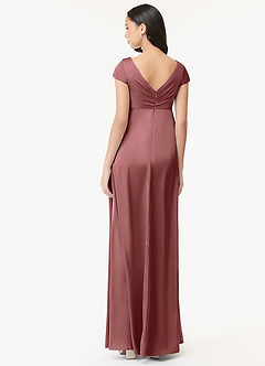 Azazie Allessia Maternity Bridesmaid Dresses A-Line Pleated Stretch Satin Floor-Length Dress image2
