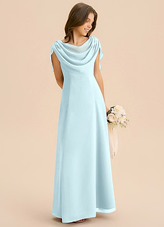 Azazie Lambie Junior Abito A-Line in Chiffon Plissettato Nuvola Blu image7