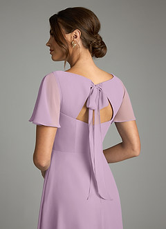 Azazie Kimber Vestidos de damas de honor Vestido de Glicinia de Gasa de Corte en A con Manga volante image8