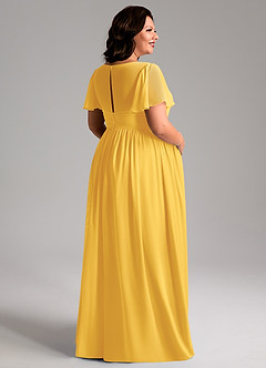 Azazie Verna Maternity Bridesmaid Dresses A-Line V-Neck Ruched Chiffon Floor-Length Dress image8