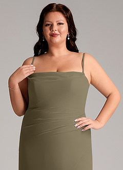 Azazie Leonis Bridesmaid Dresses Willow Green Sheath Strapless Chiffon Convertible Dress image15
