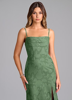 Azazie Saige Bridesmaid Dresses Eucalyptus A-Line Off the Shoulder Floral Burnout Convertible Dress image2