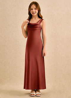 Azazie Raspberry Girls Formal Flower Girl Klänningar Klä A-Line i Stretch Satin Plisserad image5