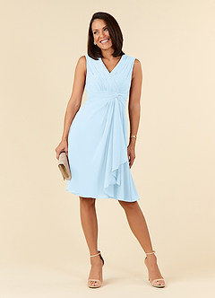 Azazie Theron Mother of the Bride Dresses Sky Blue A-Line V-Neck Pleated Chiffon Dress image1