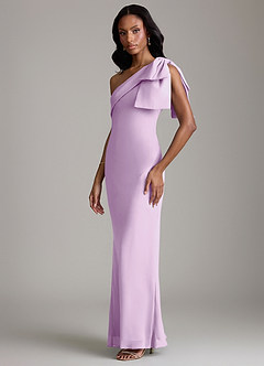 Azazie Yuanna Bridesmaid Dresses Frosted Lilac Mermaid One Shoulder Chiffon Dress image5