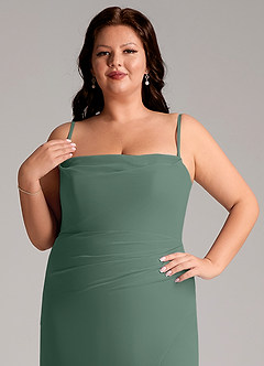 Azazie Leonis Bridesmaid Dresses Sea Moss Sheath Strapless Chiffon Convertible Dress image15