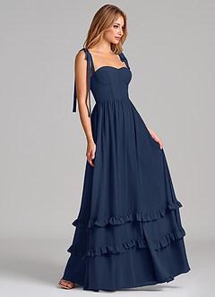 Azazie Anastacia Bridesmaid Dresses Dark Navy A-Line Sweetheart Neckline Chiffon Dress image3