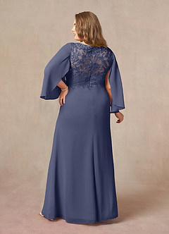 Azazie Perry Mother of the Bride Dresses Stormy Mermaid V-Neck Lace Chiffon Dress image8