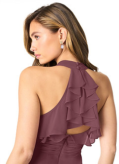 Azazie Aviv Bridesmaid Dresses Sangria A-Line Pleated Chiffon Dress image5