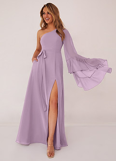 Barbie ♥ Azazie Bridesmaid Dresses Wisteria A-Line Long Sleeve Chiffon Dress image1