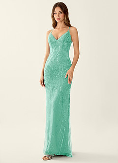 Magnolia Lake Blue Mermaid Sequined embroidery Prom Dress image4