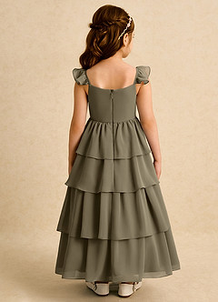 Azazie Boba Flower Girl Dresses Willow Green A-Line Square Neckline Chiffon Dress image2