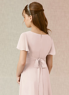 Azazie Induh Junior Rose Petal A-Line Ruched Chiffon Dress image5