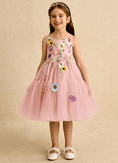 Azazie Osea Flower Girl Dresses Rosette Ball-Gown Pleated Tulle Dress image4