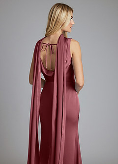 Azazie Tallie Bridesmaid Dresses Desert Rose Mermaid Pleated Stretch Satin Dress image3