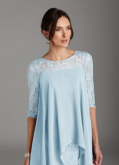 Azazie Flo Mother of the Bride Dresses Sky Blue A-Line Lace Chiffon Dress image2