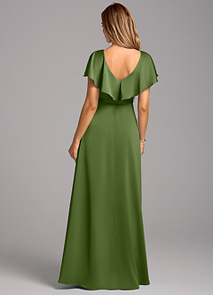 Azazie Lainey Bridesmaid Dresses Juniper A-Line with Pockets Stretch Satin Dress image2