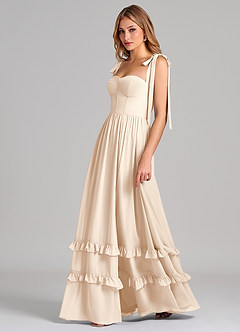 Azazie Anastacia 신부 들러리 드레스 A라인 스윗하트 네크라인 쉬폰 바닥 길이 드레스 image5