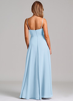 Azazie Elle Robes de demoiselle d'honneur Robe Trapèze en Mousseline de soie Plissée Bleu Ciel image7