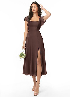 Azazie Bondi Bridesmaid Dresses Ganache A-Line Ruched Chiffon Dress image1