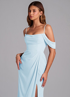 Azazie Johana Bridesmaid Dresses Sky Blue Mermaid Off the Shoulder Chiffon Convertible Dress image5