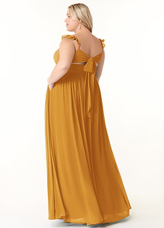 Azazie Metz Bridesmaid Dresses Butterscotch A-Line Sweetheart Ruched Chiffon Dress image10