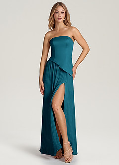 Azazie Tierney Bridesmaid Dresses Ink Blue A-Line Strapless Chiffon Convertible Dress image6