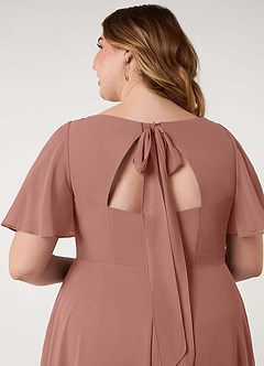 Azazie Kimber Bridesmaid Dresses Cedar Rose A-Line Flounce Sleeve Chiffon Dress image14
