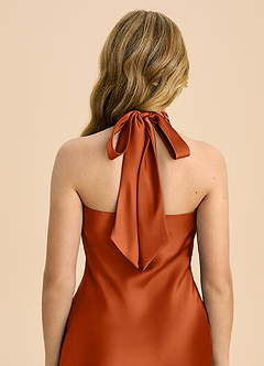 Azazie Chickie Junior Etui Plissee Stretch-Satin Kleid Gebranntes Orange image6