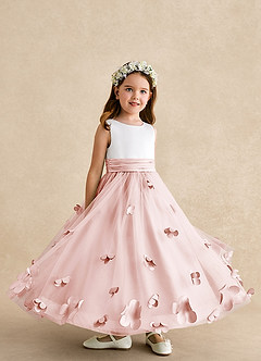 Azazie Vi Flower Girl Klänningar Klänning A-Line i Tyll Ärmlös image8