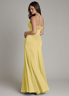 Azazie Avira Final Sale Canary Mermaid Stretch Satin Dress image2