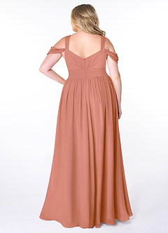 Azazie Lianne Brautjungfernkleider A-Linie Schulterfrei Chiffon Kleid Mai Tai image14