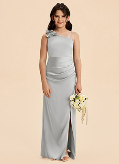 Azazie Remi Junior Etui Seitliche Cut-Outs Stretch-Satin Kleid Silber image2