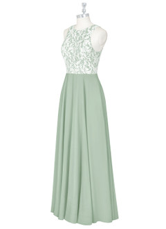 Azazie Kate Final Sale Agave A-Line Lace Chiffon Dress image10