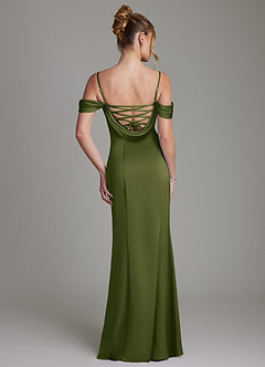Azazie Nira Bridesmaid Dresses Bright Olive Mermaid Corset Stretch Satin Dress image8