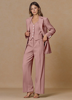 front Rowan Dusty Rose Refined Weave Performance 2-Piece Suit