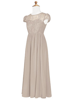 Azazie Delevingne Junior Frost A-Line Lace Chiffon Dress image8