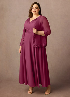 Azazie Devana Mother of the Bride Dresses Mulberry A-Line Sequins Chiffon Dress image4