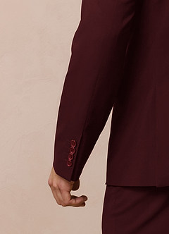front Savile Burgundy Wool Blend Suit