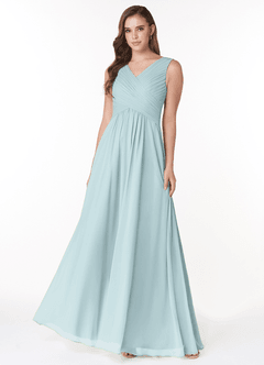 Azazie Flora Bridesmaid Dresses Mist A-Line Pleated Chiffon Dress image1